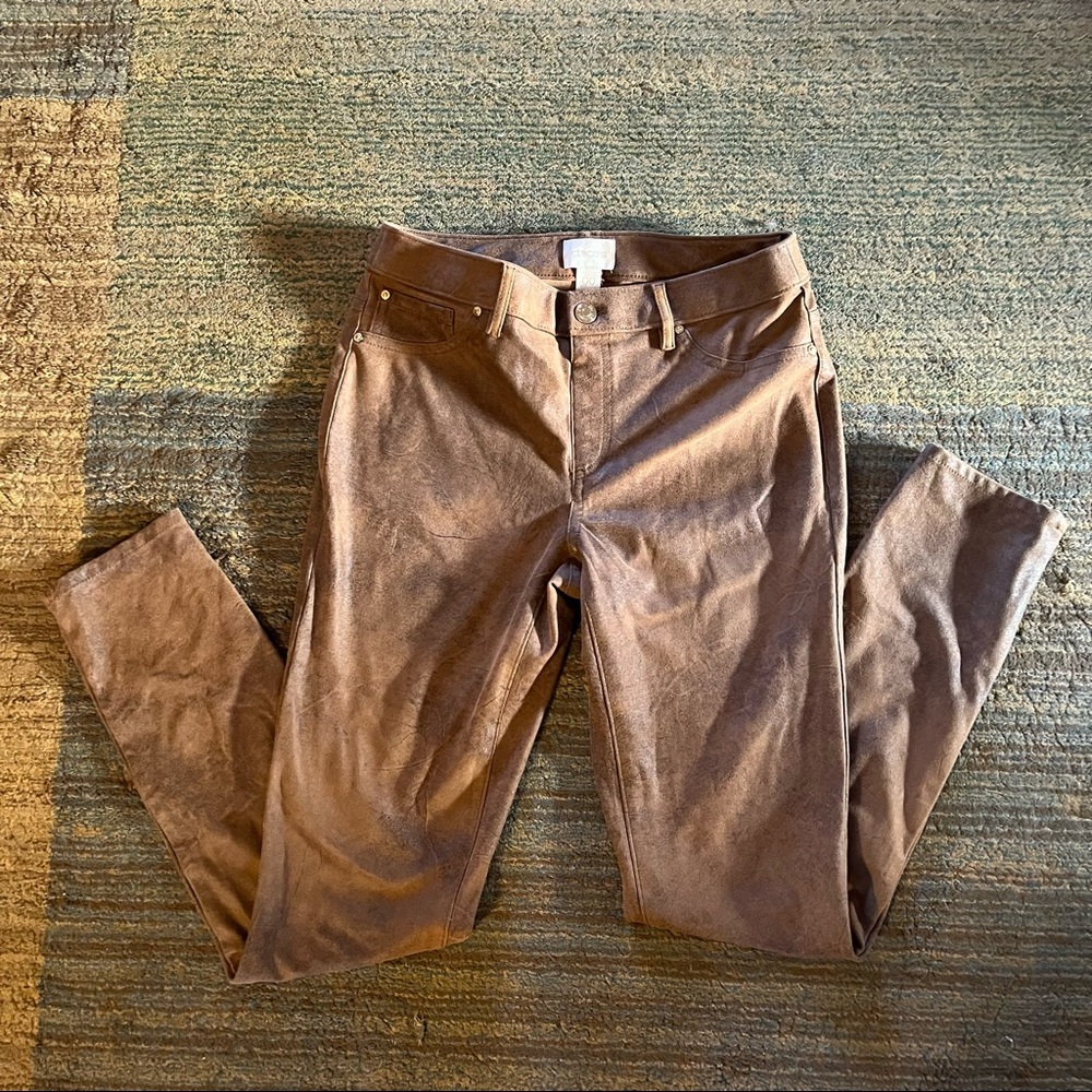 Chico’s faux suede brown pants size 00 (xs)
